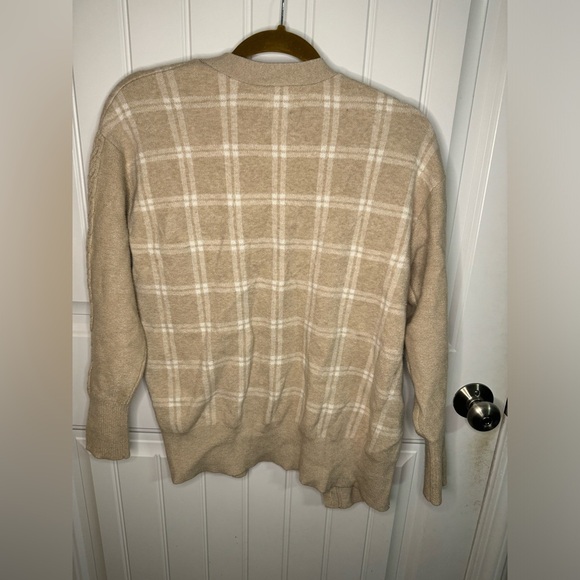 Joie Tan Plaid Button Down Cardigan Sweater - Picture 7 of 7